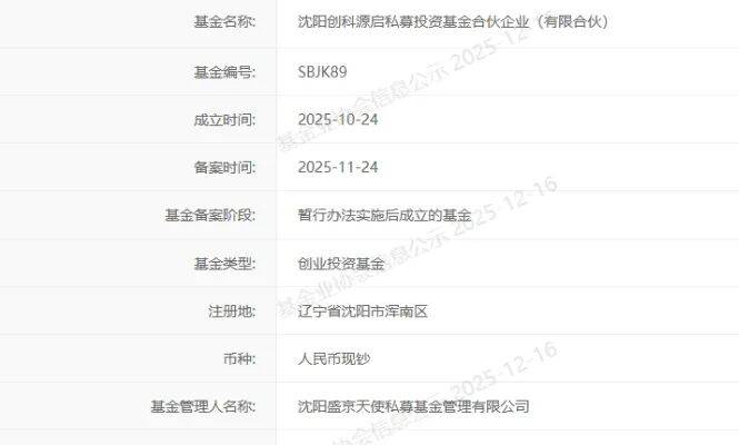 沈阳，落地一支种子基金